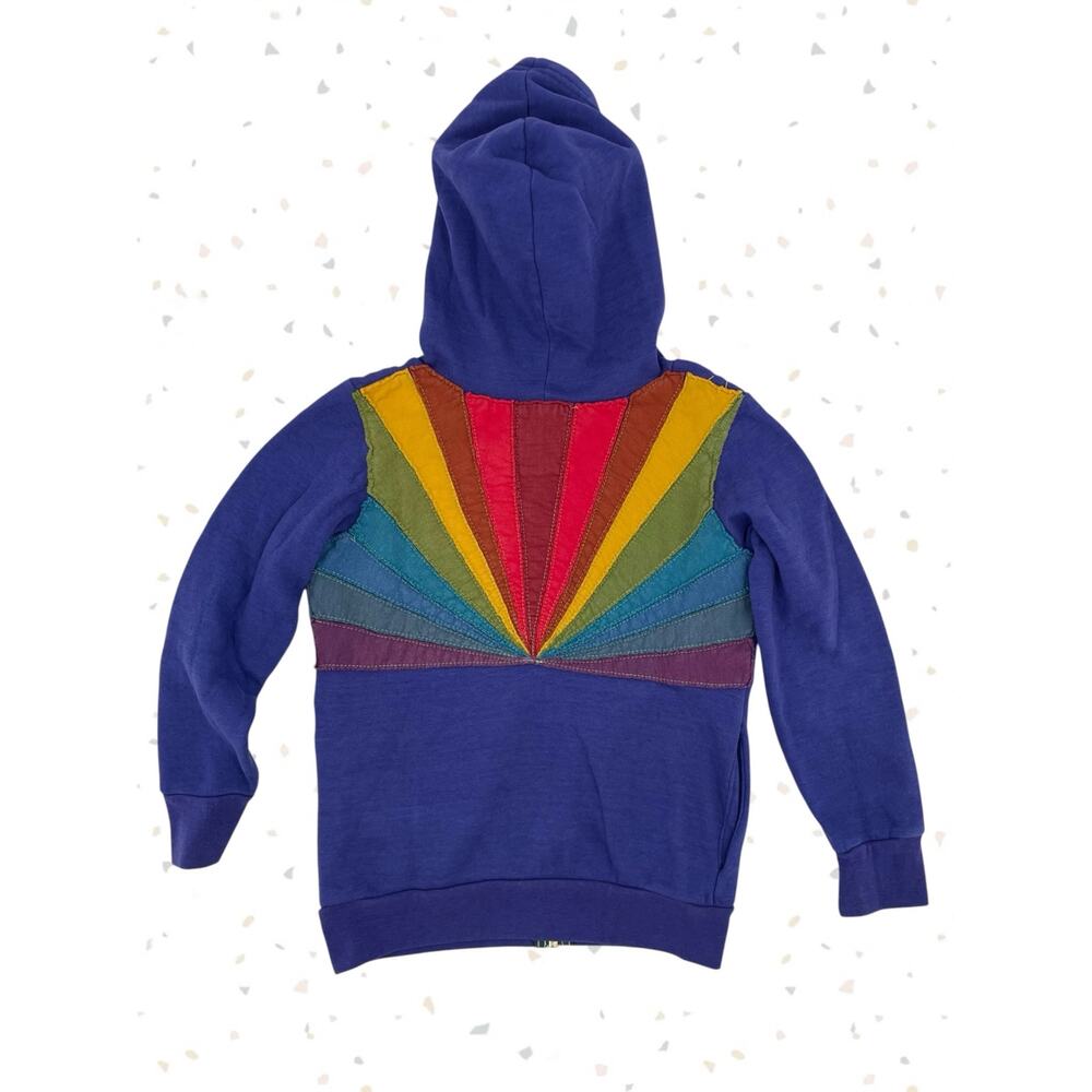 Aviator Nation Purple Rainbow Sunburst Sunset Zip Up Hoodie Jacket KIDS Size 8